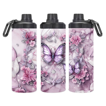 Edelstahl-Thermobecher metallic - Pink-Purple Butterfly -