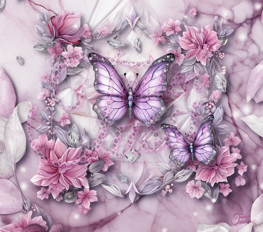 Edelstahl-Thermobecher metallic - Pink-Purple Butterfly -