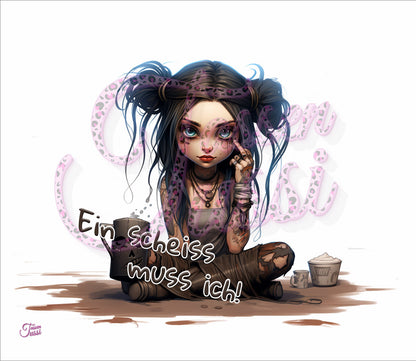 Edelstahl-Thermobecher metallic - Cartoon Gothic Girl