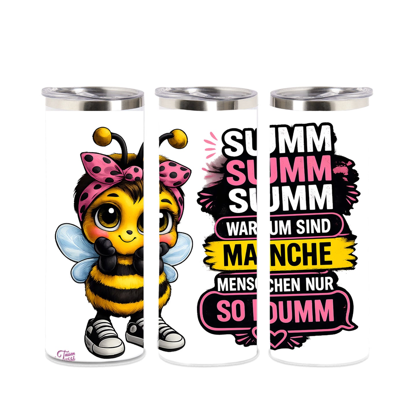 Tumbler – Edelstahl Biene dumm Thermobecher für unterwegs