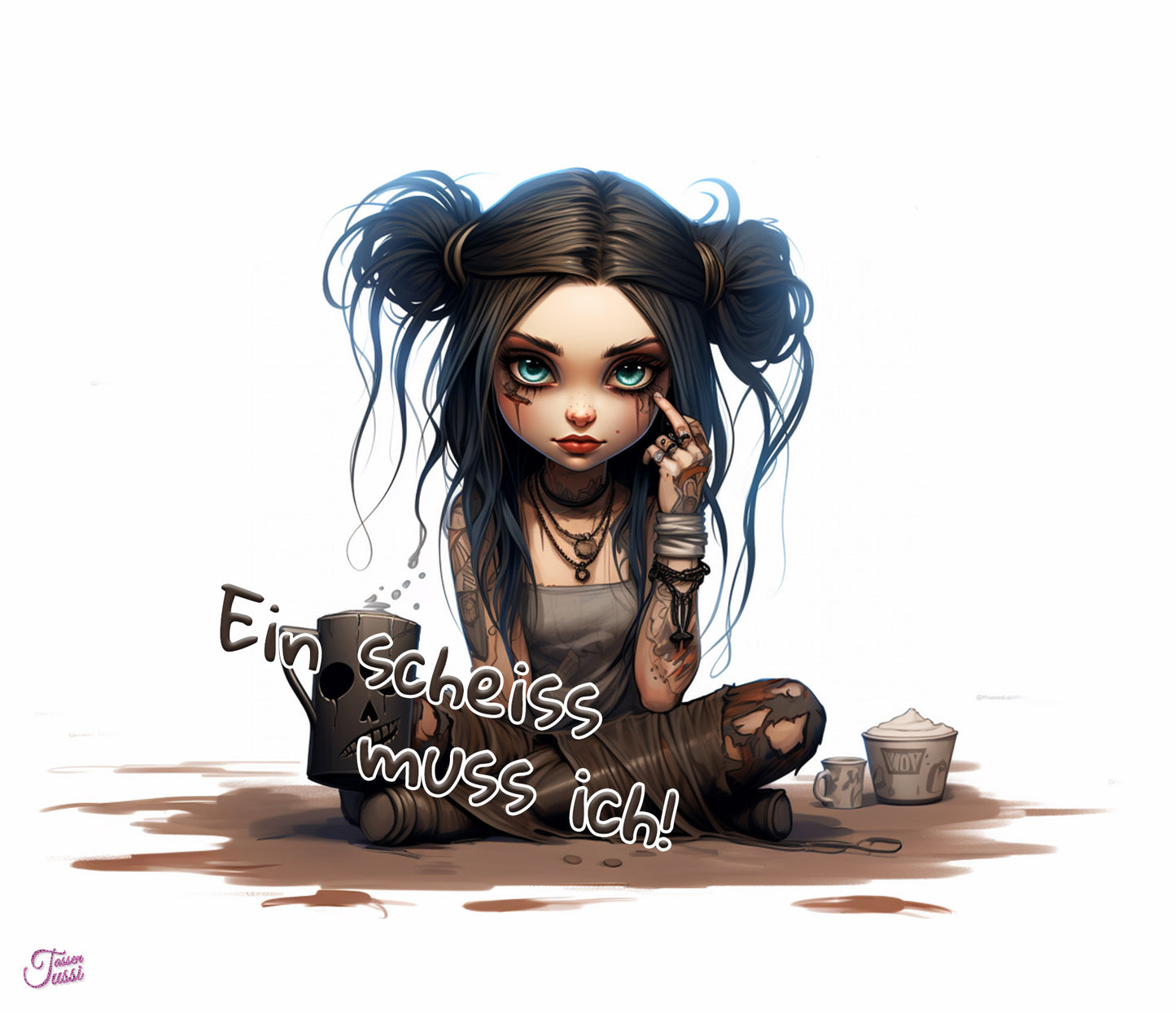 Edelstahl-Thermobecher metallic - Cartoon Gothic Girl - optional mit Name