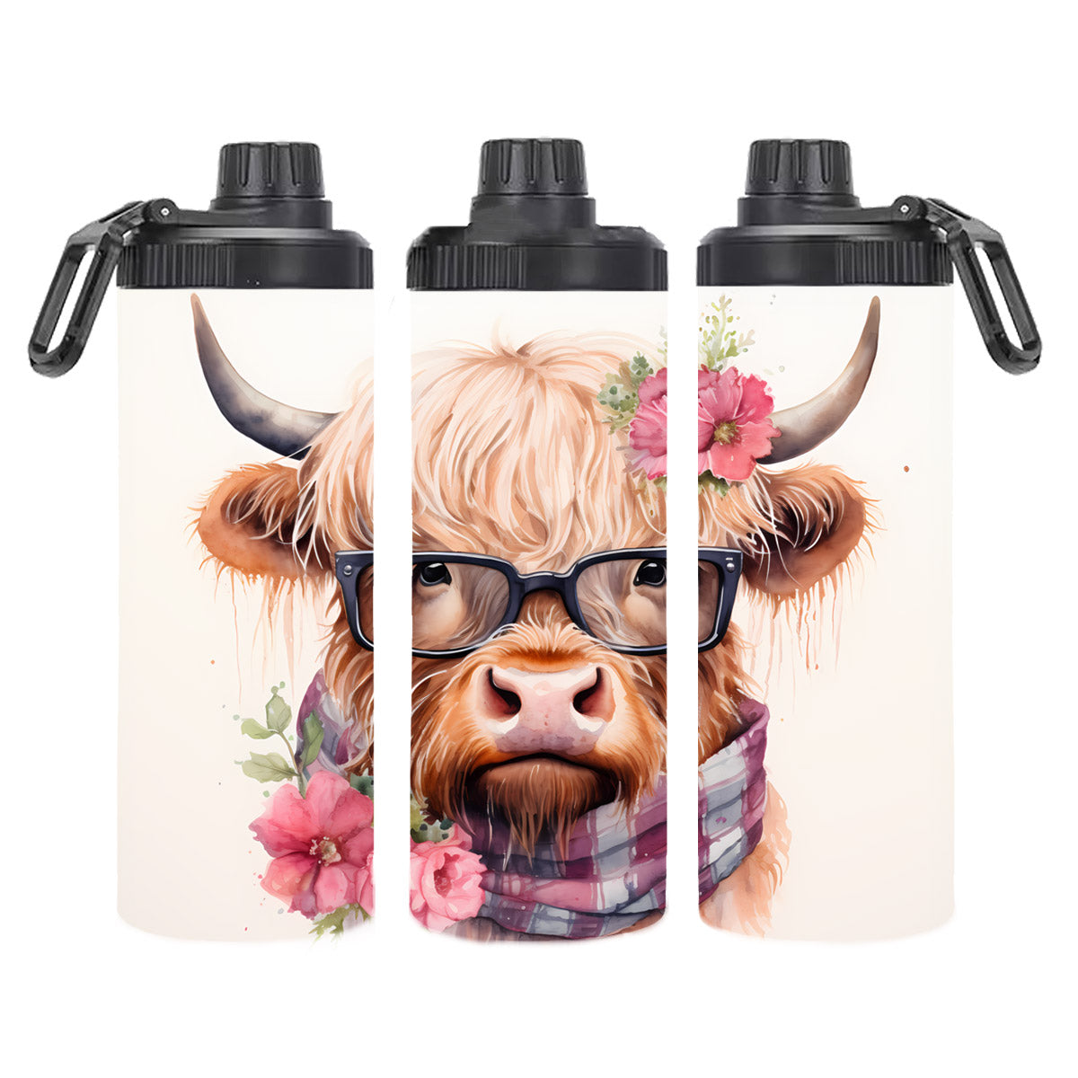 Edelstahl-Thermobecher - Kuh mit Brille