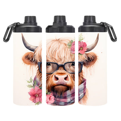 Edelstahl-Thermobecher - Kuh mit Brille