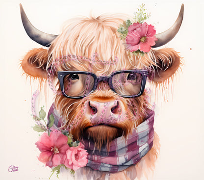 Edelstahl-Thermobecher - Kuh mit Brille