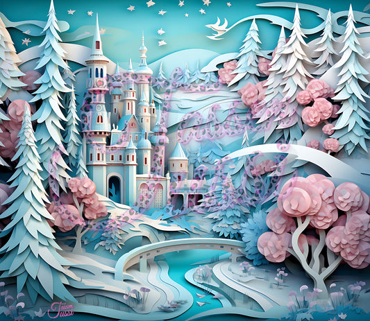 Edelstahl-Thermobecher metallic - 3D Winterwonderland -