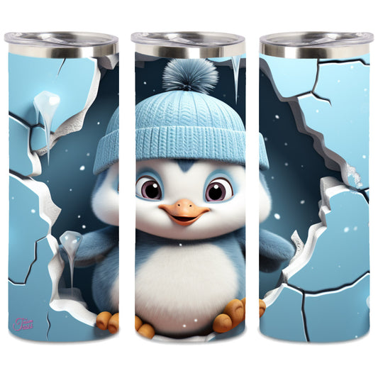 Edelstahl-Thermobecher metallic - Winter Pinguin -
