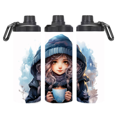 Edelstahl-Thermobecher - Girl with Coffee -
