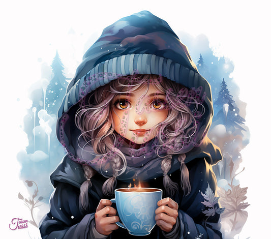 Edelstahl-Thermobecher - Girl with Coffee -