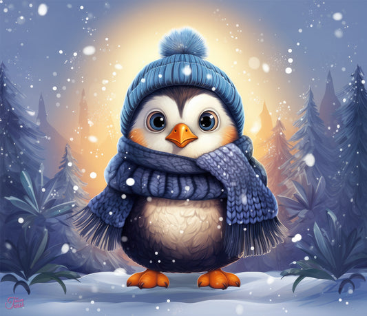Edelstahl-Thermobecher - Pinguin im Schnee -