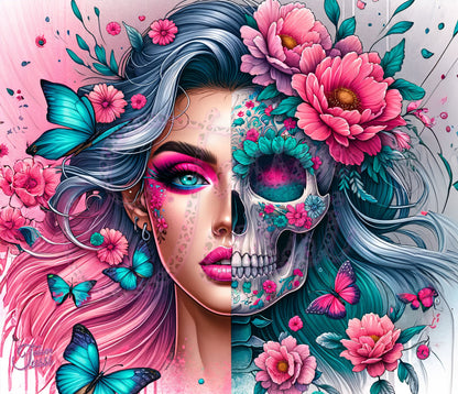 Edelstahl-Thermobecher - Skull Woman colorful