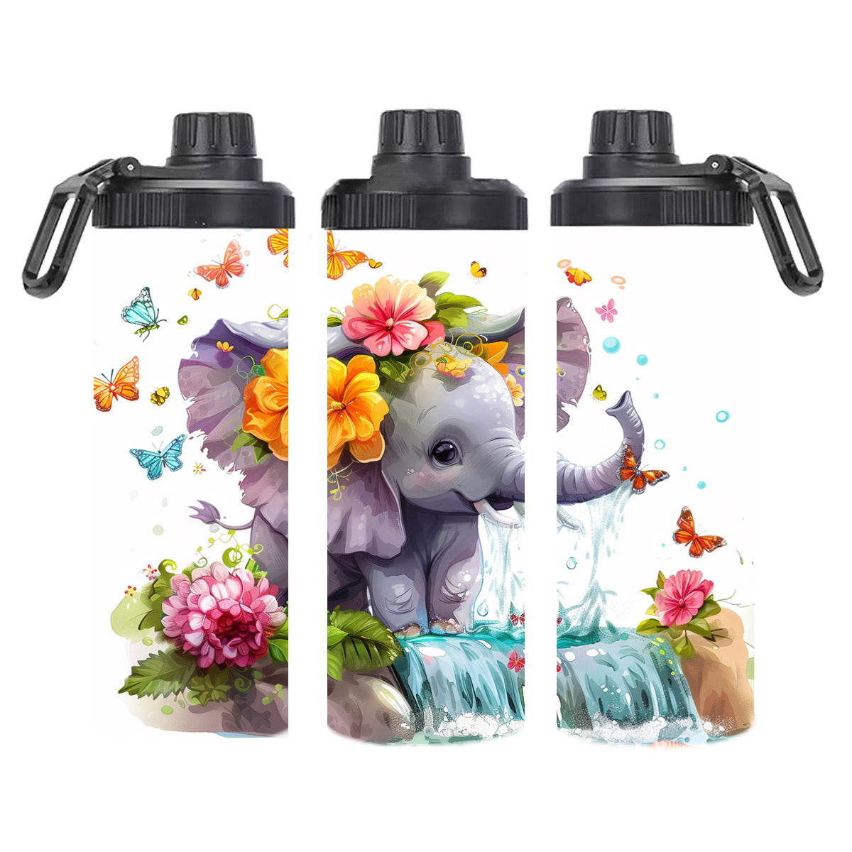 Edelstahl-Thermobecher - Baby Elefant Flower