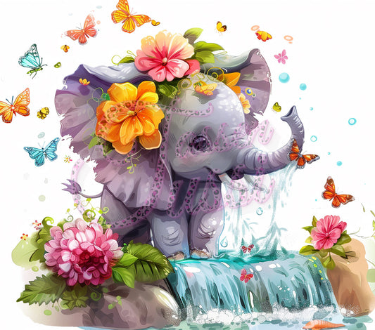 Edelstahl-Thermobecher - Baby Elefant Flower
