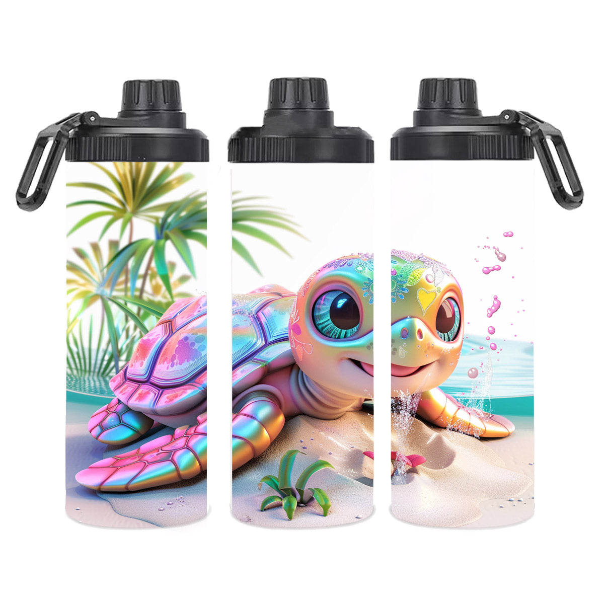 Edelstahl-Thermobecher / Thermosflasche metallic - Turtle Schildkröte´s Beach time
