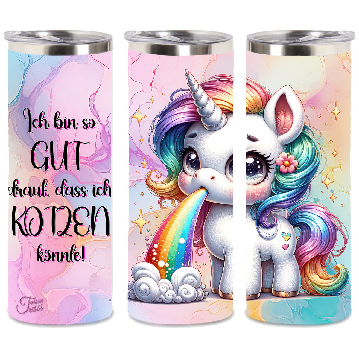 Edelstahl-Thermobecher metallic - Einhorn Kotze