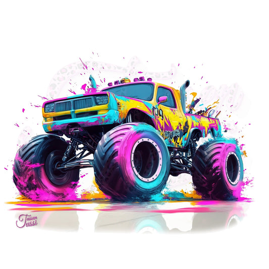 Edelstahl-Thermobecher - Monster Truck Car Neon