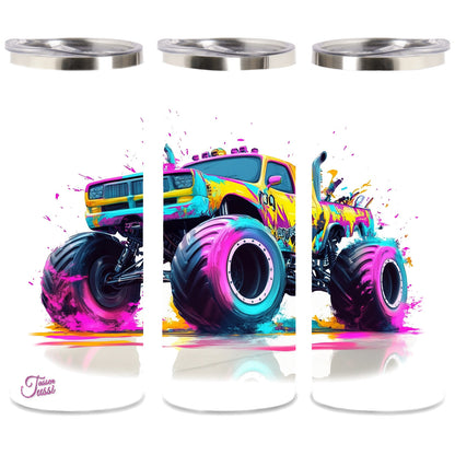Edelstahl-Thermobecher - Monster Truck Car Neon