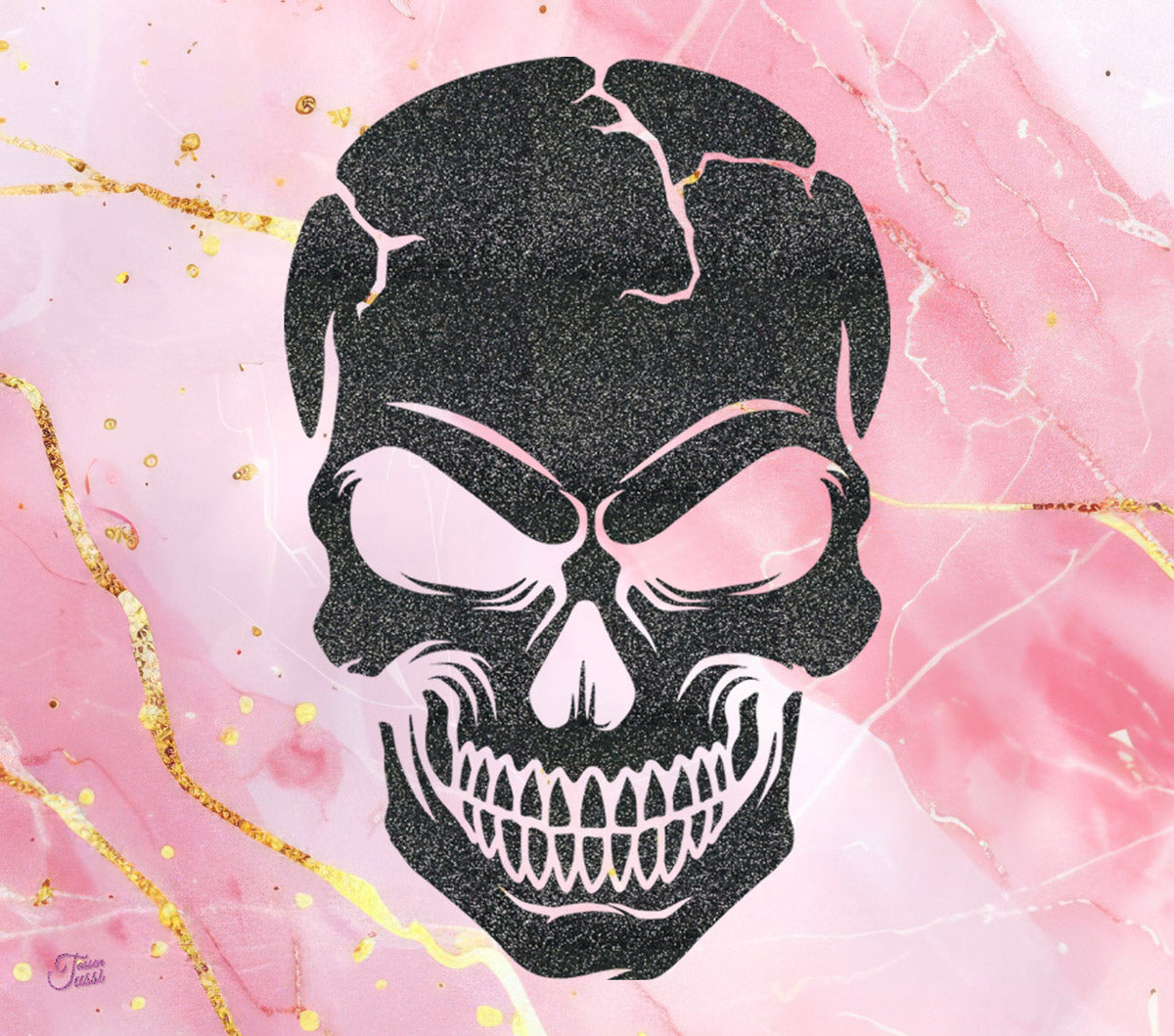 Edelstahl-Tumbler mit 2 Deckel - Sonderangebot - Marble Skullhead