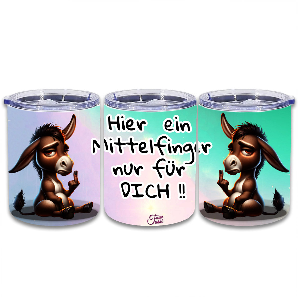 Edelstahl Thermokaffeebecher  Esel Mittelfinger