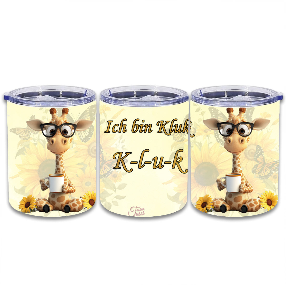 Edelstahl Thermokaffeebecher - Flower Giraffe