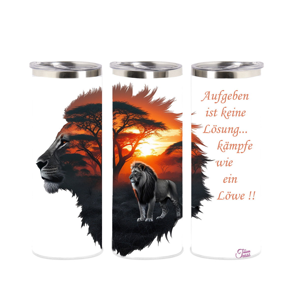 Edelstahl-Tumbler - Löwe - Nicht aufgeben