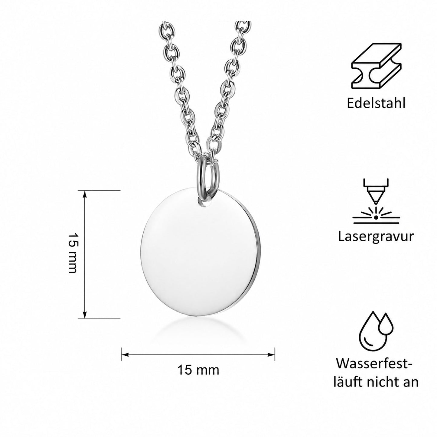 Personalisierte Edelstahlkette mit Initialen &  Datum  | Gravur Schmuck