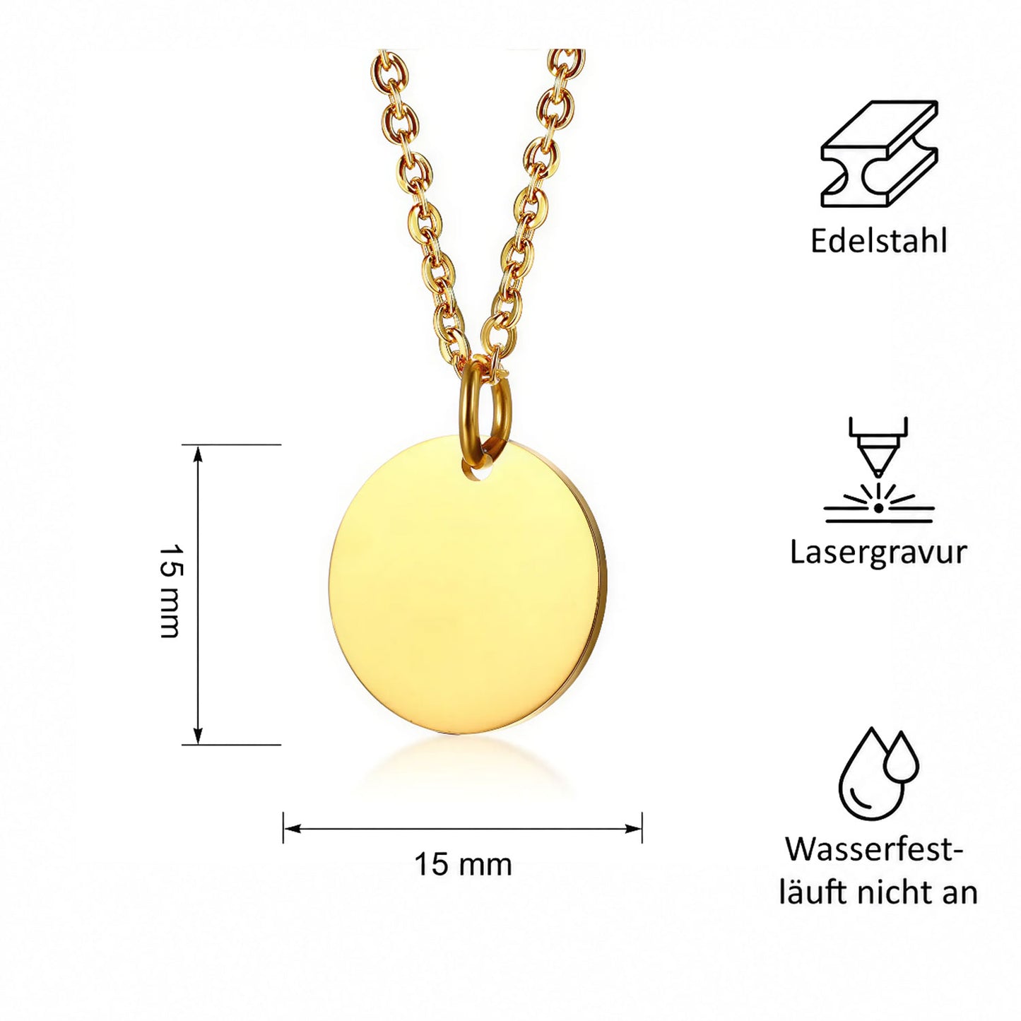 Personalisierte Edelstahlkette mit Initialen &  Datum  | Gravur Schmuck