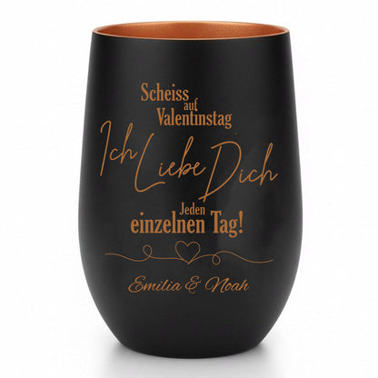 Windlicht Trinkglas - Scheiss auf Valentinstag - Personalisierbar