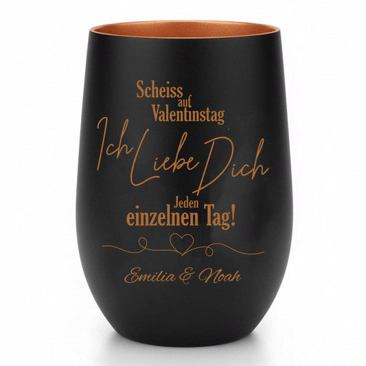 Windlicht Trinkglas - Scheiss auf Valentinstag - Personalisierbar