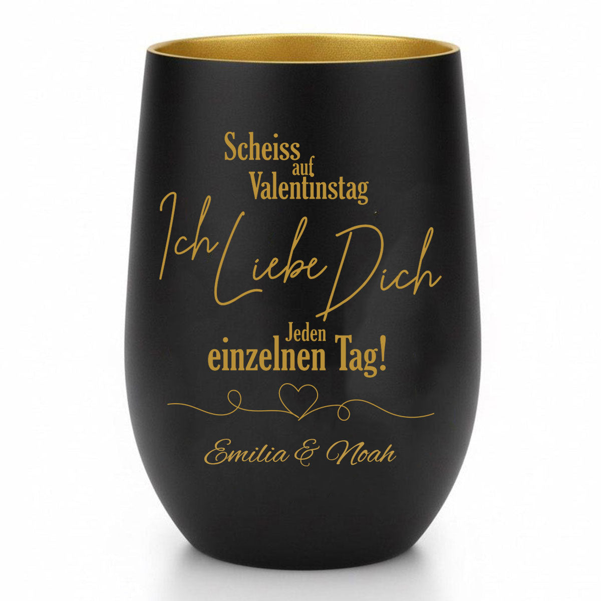 Windlicht Trinkglas - Scheiss auf Valentinstag - Personalisierbar