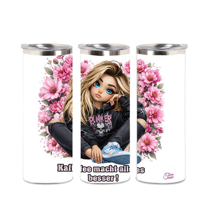 Edelstahl-Tumbler - Mädchen - Kaffee macht alles besser..