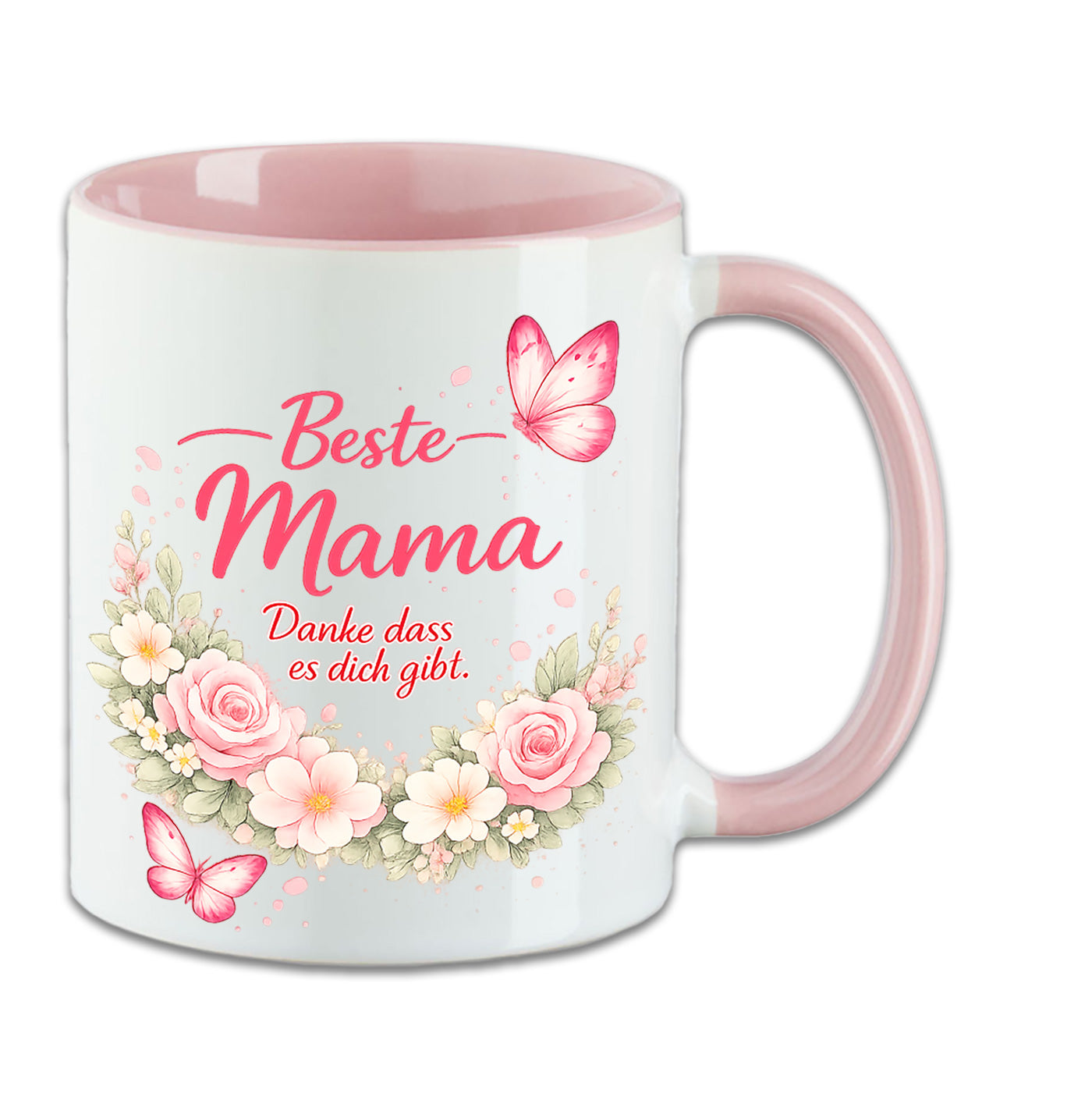 Beste Mama Tasse in Rosa mit liebevollem Muttertagsmotiv
