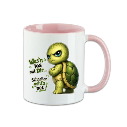 Fun Tasse Schildkröte mit Spruch – Was'n los mit Dir.... Schneller geht's net!