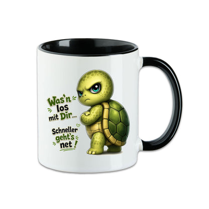 Fun Tasse Schildkröte mit Spruch – Was'n los mit Dir.... Schneller geht's net!