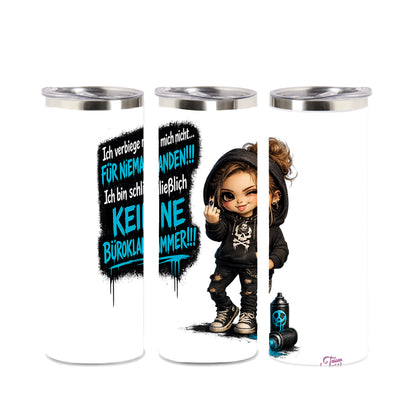 Edelstahl Tumbler "Ich verbiege mich nicht -- " –  Badass Chibi Girl Thermobecher