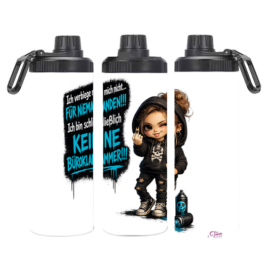 Edelstahl Tumbler "Ich verbiege mich nicht -- " –  Badass Chibi Girl Thermobecher