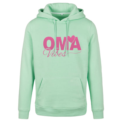 Hoodie -  Oma Vibes - Druck Neon Rosa Glitter - verschiedene Farben zur Auswahl