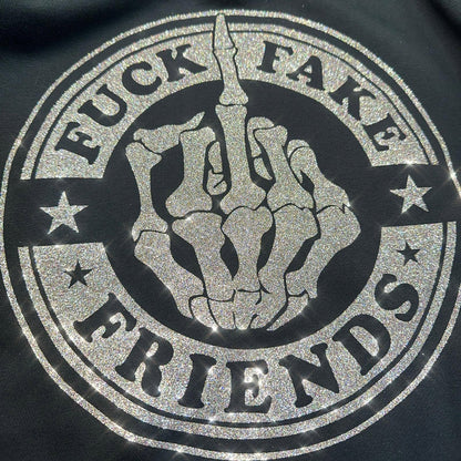Hoodie -  Fuck Fake Friends - Druck Multicolor - verschiedene Farben zur Auswahl