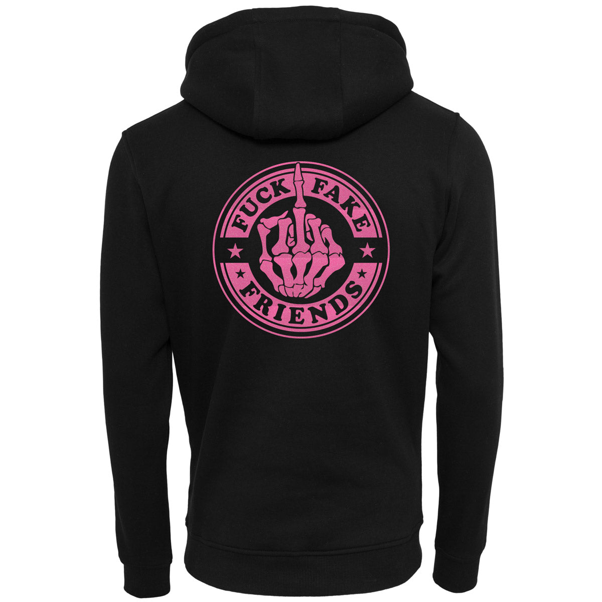 Hoodie -  Fuck Fake Friends - Druck Neon Rosa - verschiedene Farben zur Auswahl
