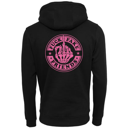 Hoodie -  Fuck Fake Friends - Druck Neon Rosa - verschiedene Farben zur Auswahl