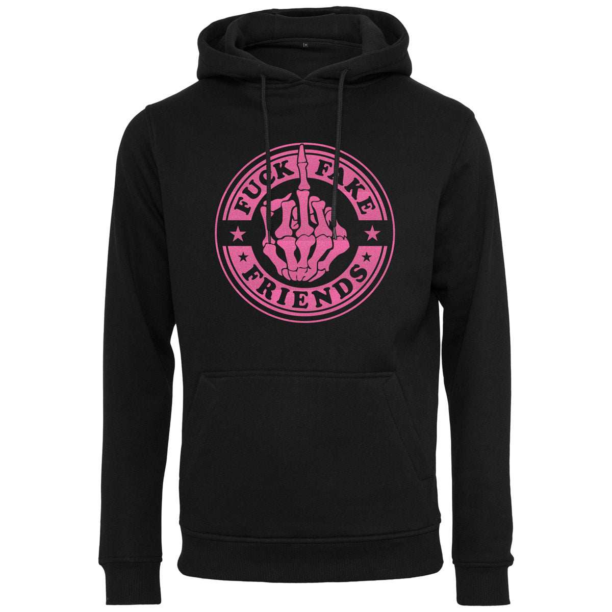 Hoodie -  Fuck Fake Friends - Druck Neon Rosa - verschiedene Farben zur Auswahl