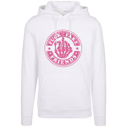 Hoodie -  Fuck Fake Friends - Druck Neon Rosa - verschiedene Farben zur Auswahl