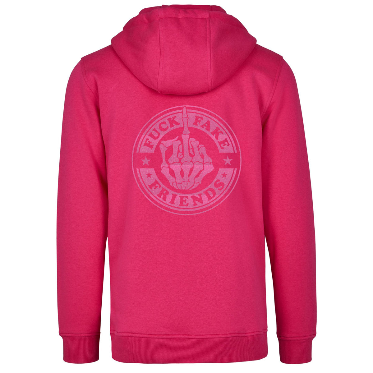 Hoodie -  Fuck Fake Friends - Druck Neon Rosa - verschiedene Farben zur Auswahl