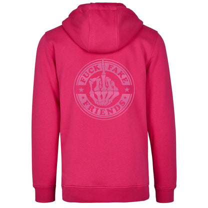 Hoodie -  Fuck Fake Friends - Druck Neon Rosa - verschiedene Farben zur Auswahl