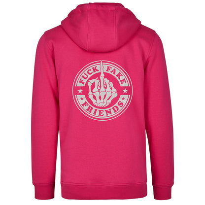 Hoodie -  Fuck Fake Friends - Druck Weiß Rainbow - verschiedene Farben zur Auswahl