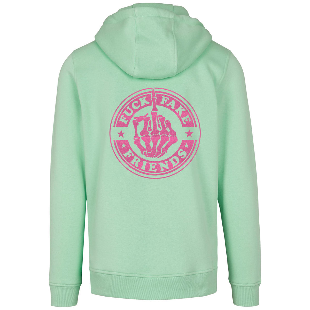 Hoodie -  Fuck Fake Friends - Druck Neon Rosa - verschiedene Farben zur Auswahl