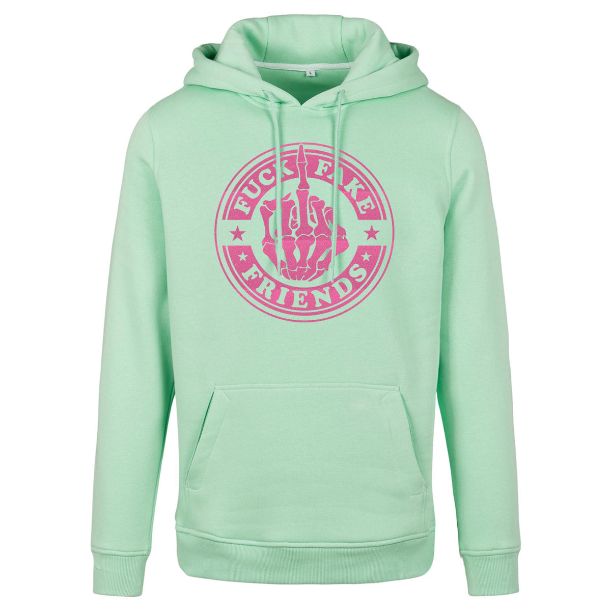 Hoodie -  Fuck Fake Friends - Druck Neon Rosa - verschiedene Farben zur Auswahl
