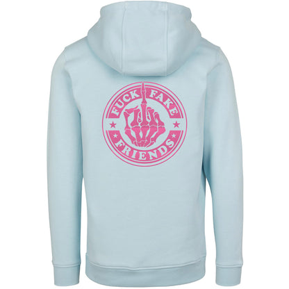 Hoodie -  Fuck Fake Friends - Druck Neon Rosa - verschiedene Farben zur Auswahl