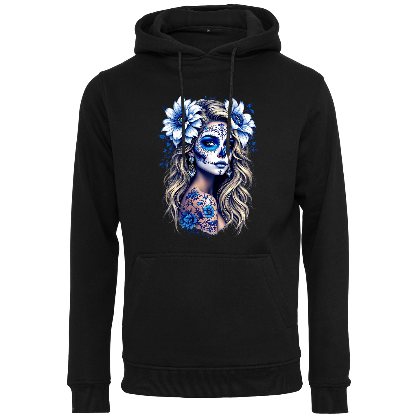 Hoodie - La Catrina Blau Flower