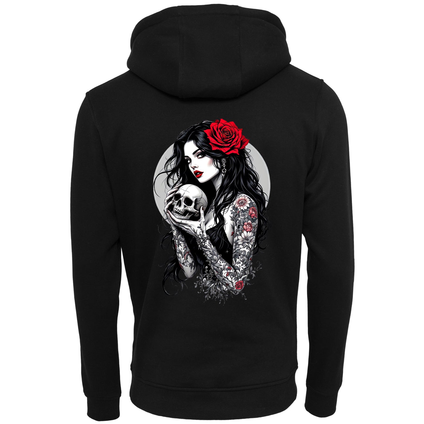 Hoodie - Gothic Girl with Skull