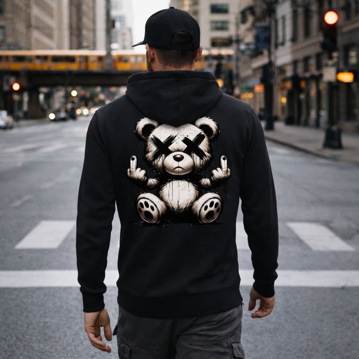 Urban Streetstyle Hoodie – Rebel Teddy Bär Motiv Hoodie Unisex